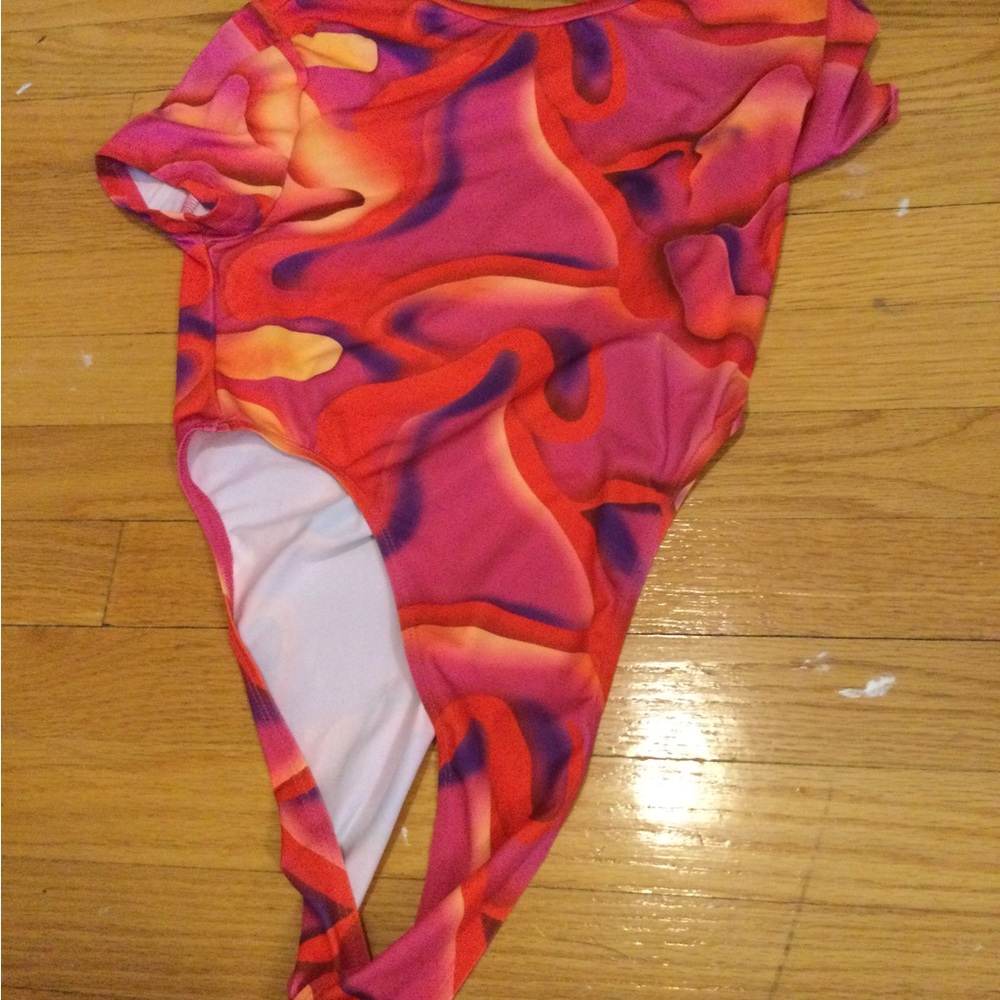Vibrant Pink Red Swirl leotard